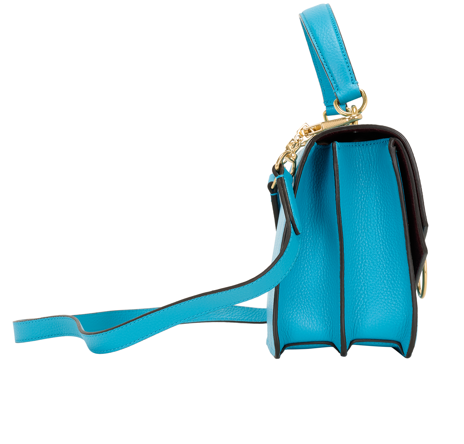 Harlow Satchel, &pound;375, Handbags, Blue, Leather, Side view